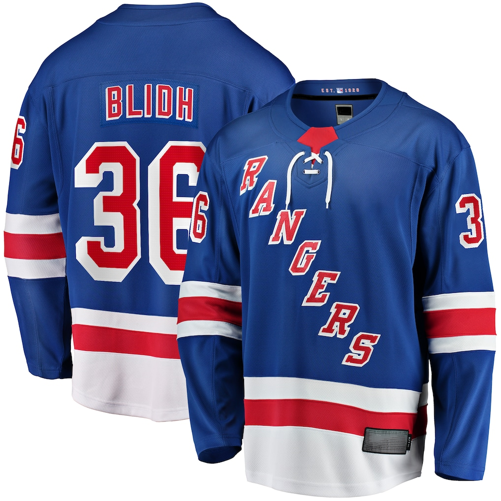 Tuec NY.Rangers #36 Anton Blidh Blue Home Breakaway Jerseys