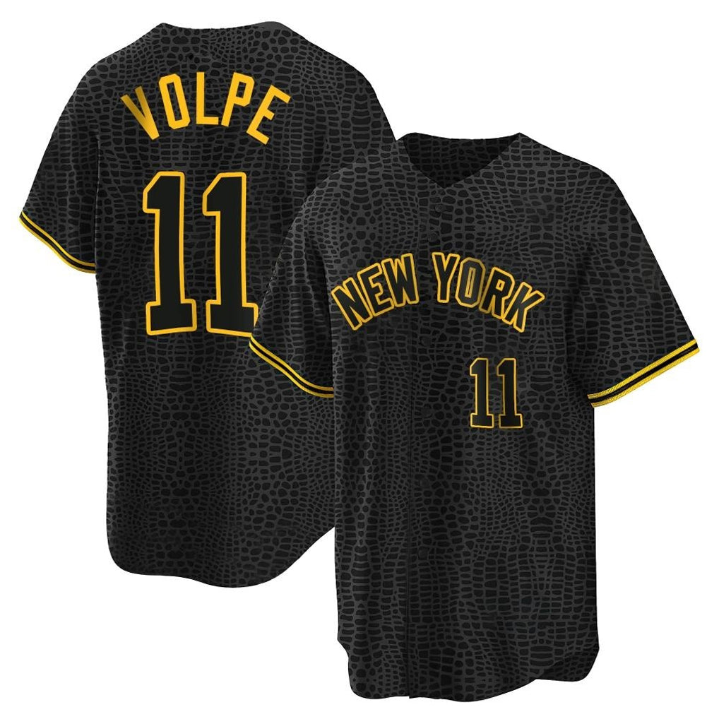 Ldoa NY.Yankees #11 Anthony Volpe Player Black Snake Skin City Game Home Stitched Jerseys