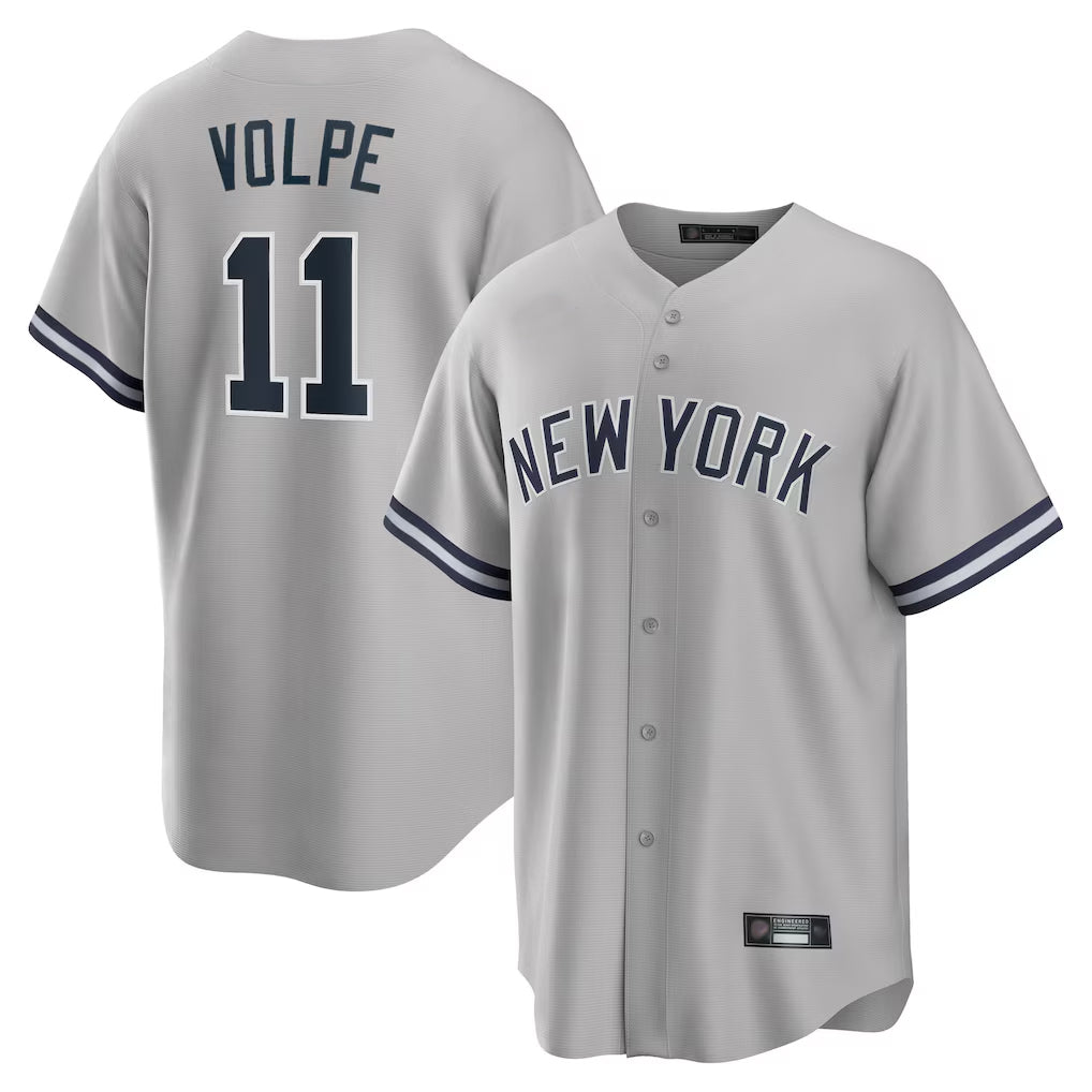Ldoa NY.Yankees #11 Anthony Volpe Player Gray Road Game Stitched Jerseys