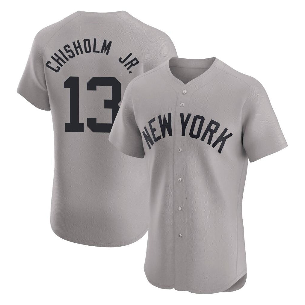 Ldoa NY.Yankees #13 Jazz Chisholm Jr Player Gray Limited Elite Home Stitched Jerseys
