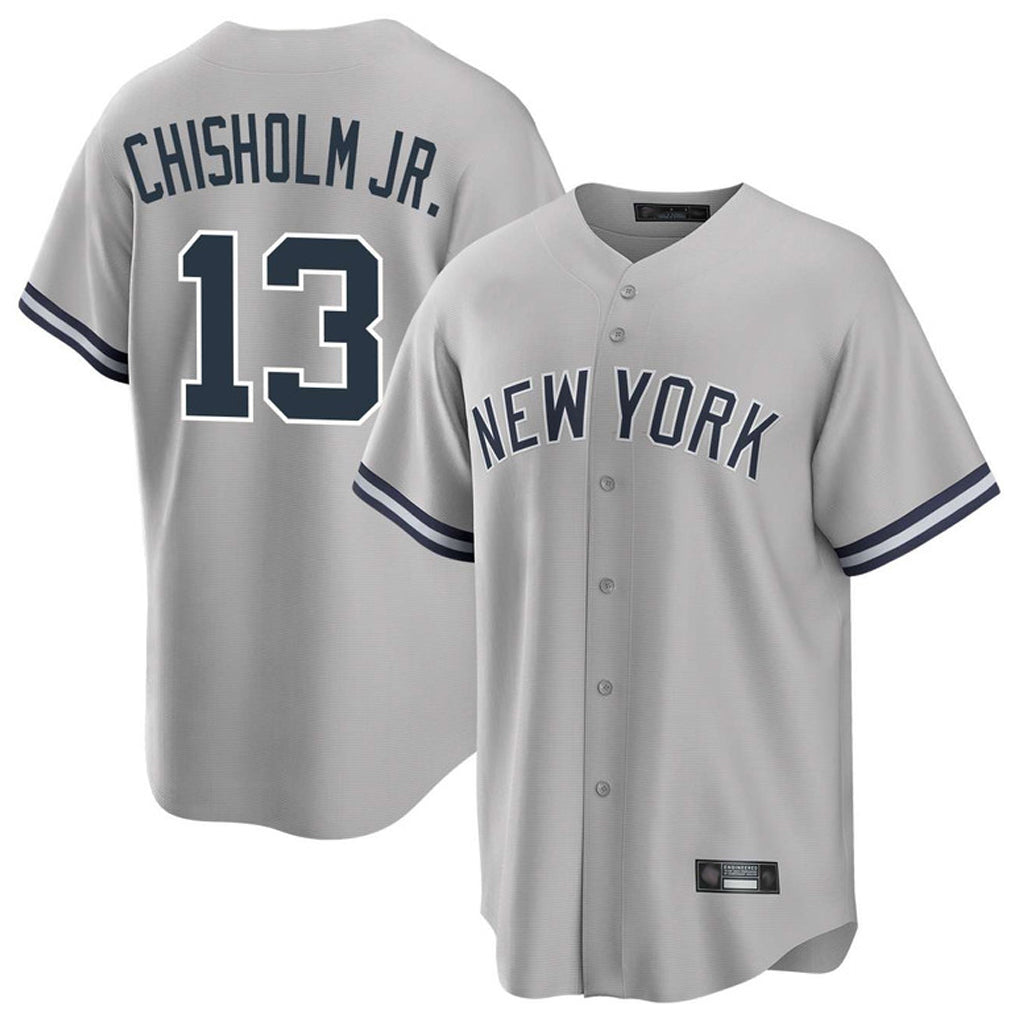 Ldoa NY.Yankees #13 Jazz Chisholm Jr Player Gray Road Game Stitched Jerseys