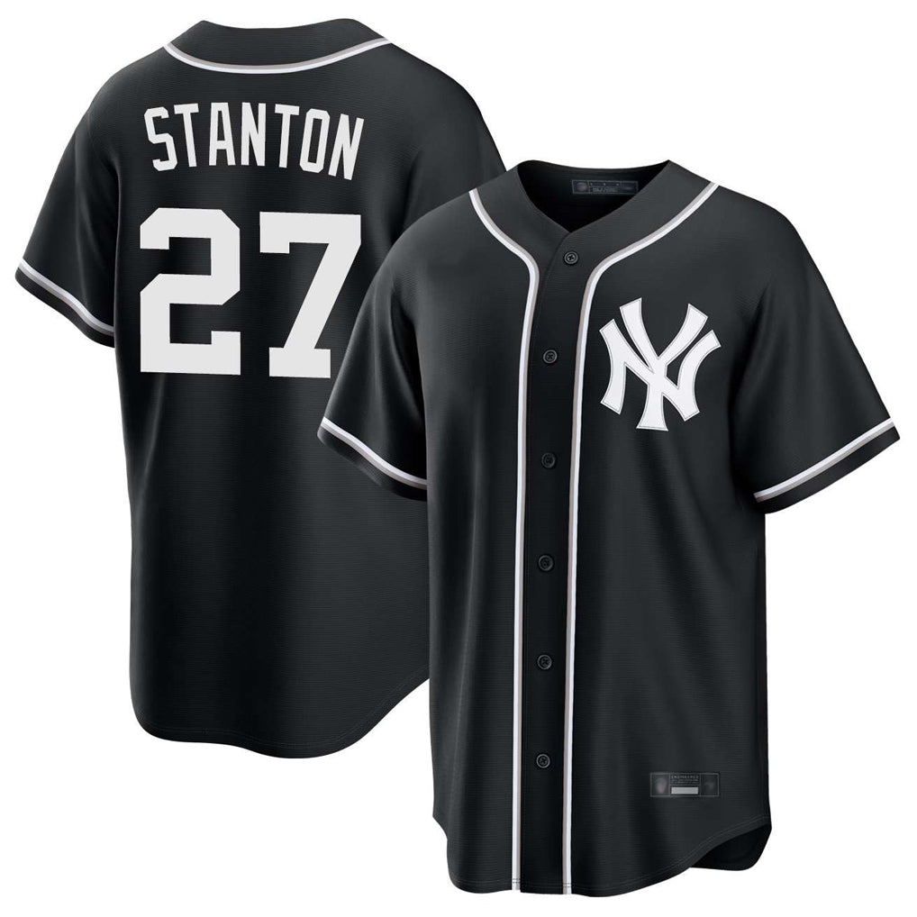 Ldoa NY.Yankees #27 Giancarlo Stanton Player Black Out Game Home Stitched Jerseys
