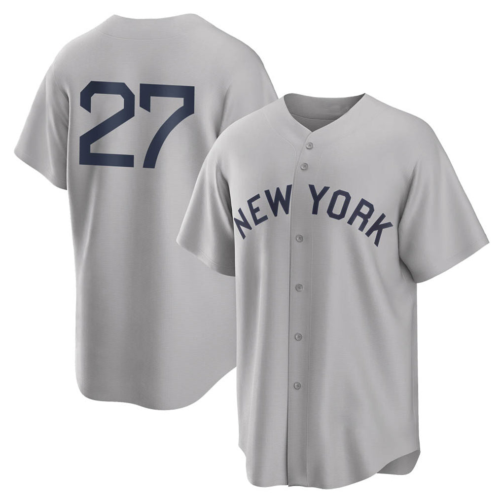 Ldoa NY.Yankees #27 Giancarlo Stanton Player Gray Field of Dreams Game Stitched Jerseys
