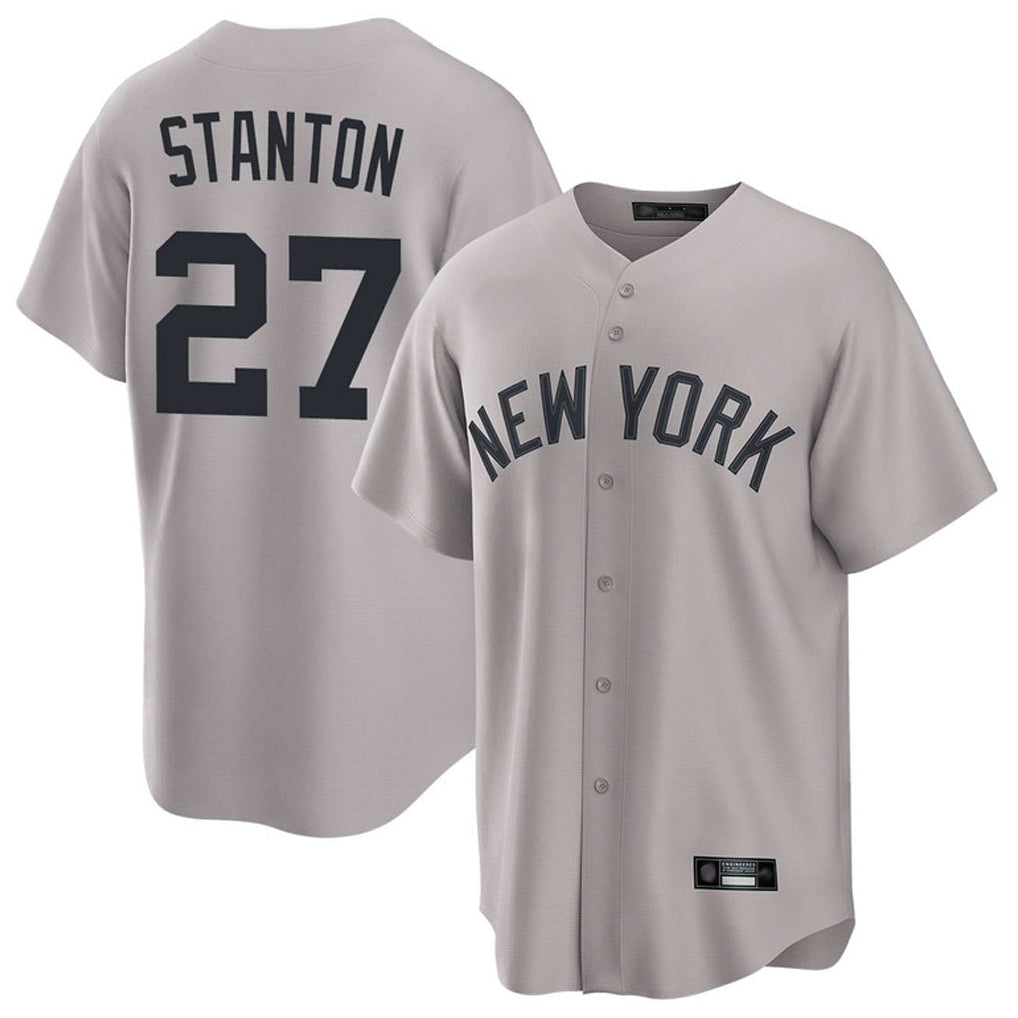 Ldoa NY.Yankees #27 Giancarlo Stanton Player Gray Game Home Stitched Jerseys