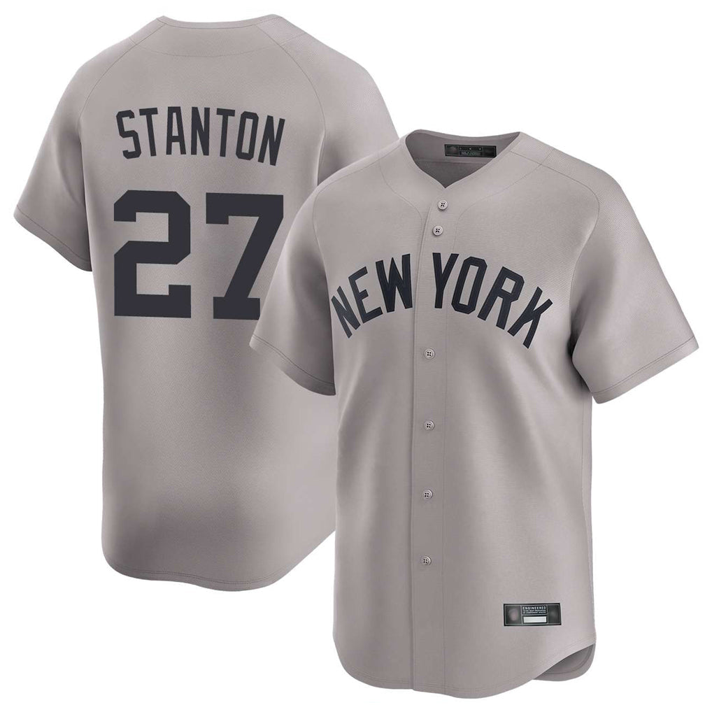 Ldoa NY.Yankees #27 Giancarlo Stanton Player Gray Limited Home Stitched Jerseys