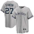 Ldoa NY.Yankees #27 Giancarlo Stanton Player Gray Road Game Stitched Jerseys