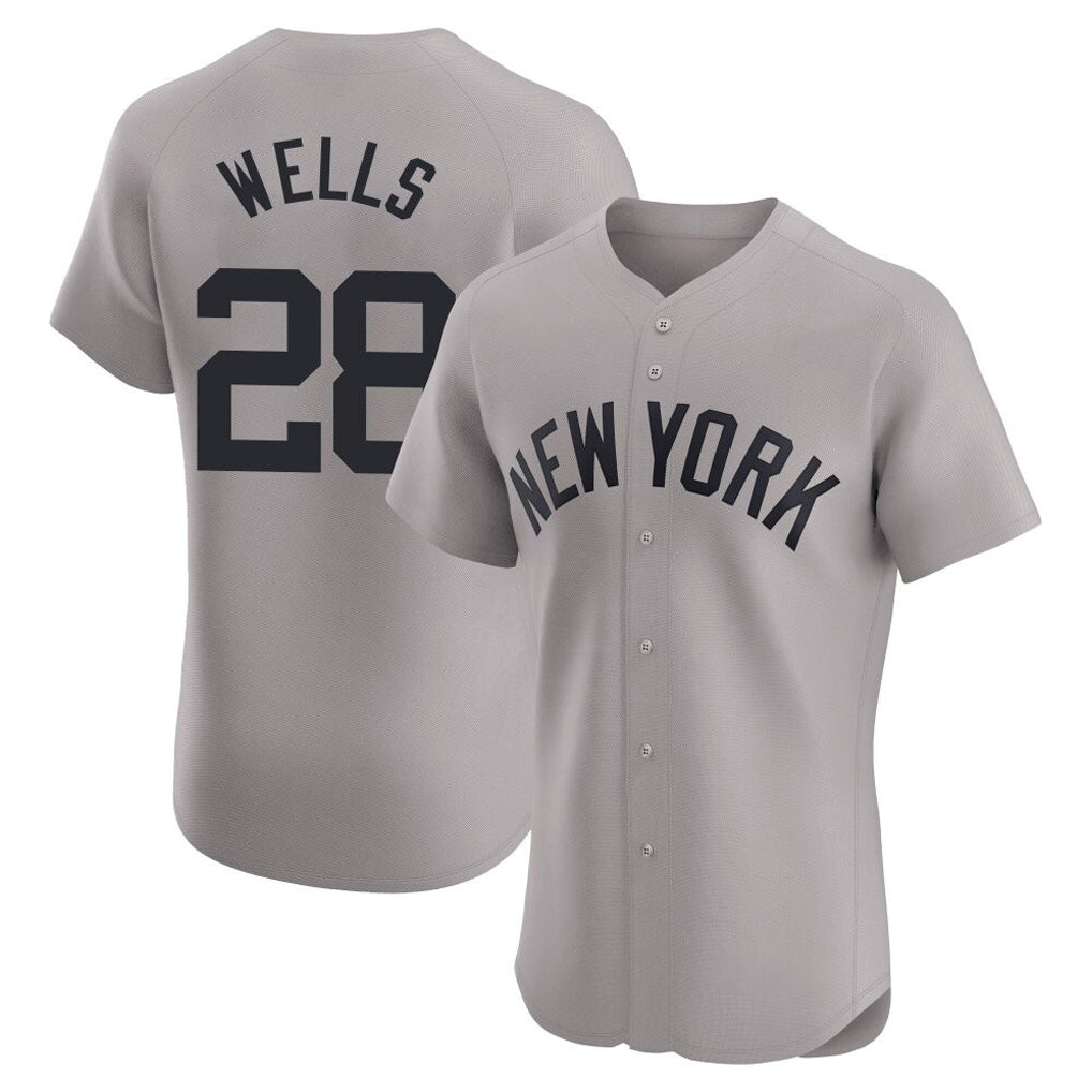 Ldoa NY.Yankees #28 Austin Wells Player Gray Limited Elite Home Stitched Jerseys
