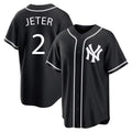 Ldoa NY.Yankees #2 Derek Jeter Player Black Out Game Home Stitched Jerseys