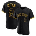 Ldoa NY.Yankees #2 Derek Jeter Player Black Snake Skin City Limited ELite Home Stitched Jerseys