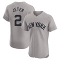 Ldoa NY.Yankees #2 Derek Jeter Player Gray Limited Elite Home Stitched Jerseys
