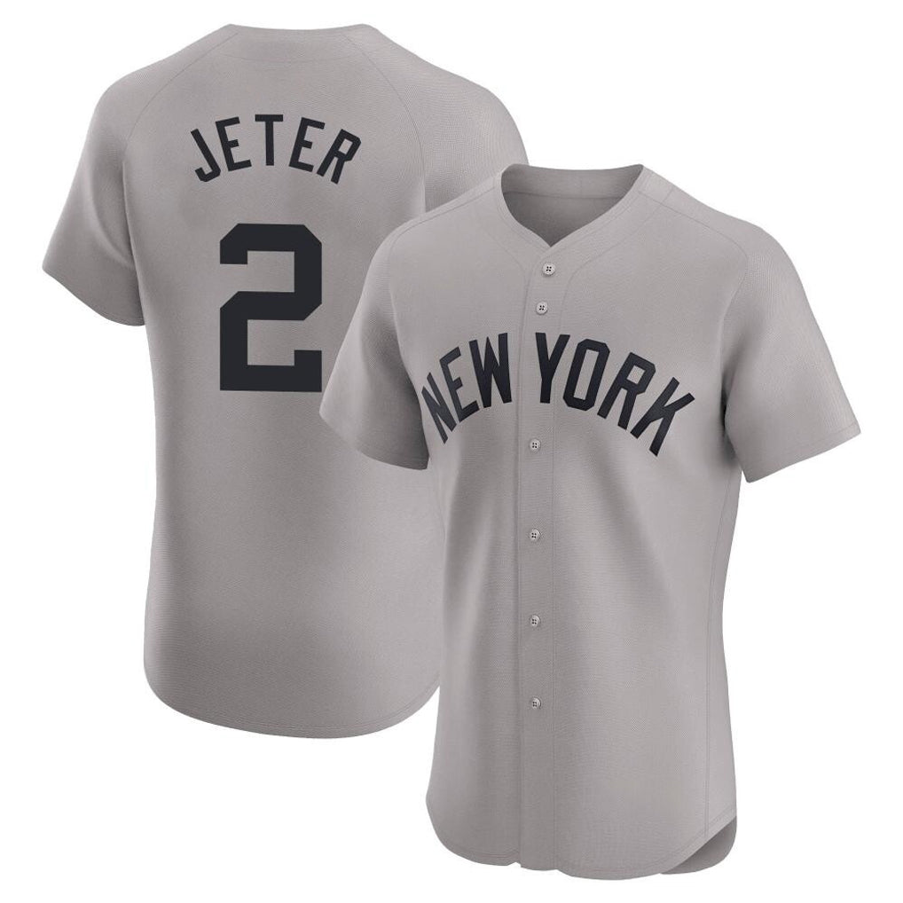 Ldoa NY.Yankees #2 Derek Jeter Player Gray Limited Elite Home Stitched Jerseys