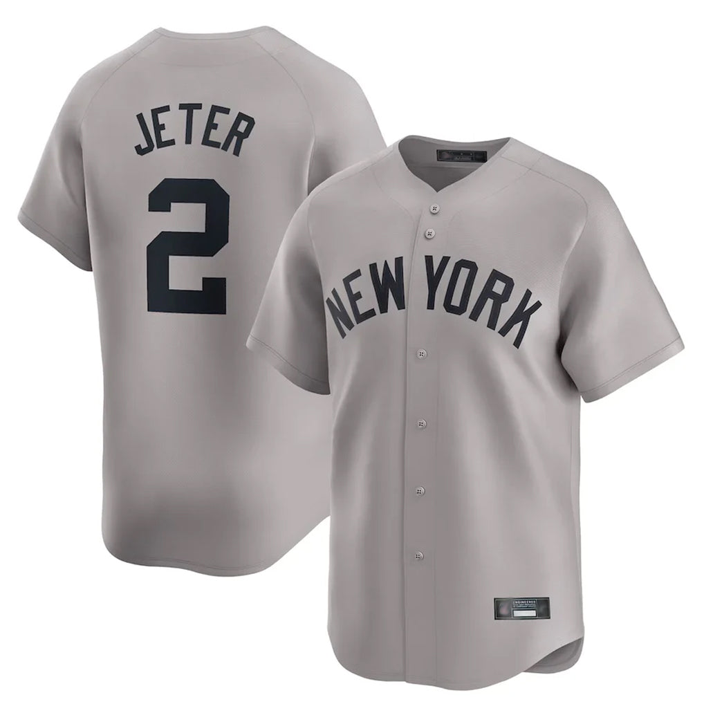 Ldoa NY.Yankees #2 Derek Jeter Player Gray Limited Home Stitched Jerseys