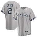 Ldoa NY.Yankees #2 Derek Jeter Player Gray Road Game Stitched Jerseys