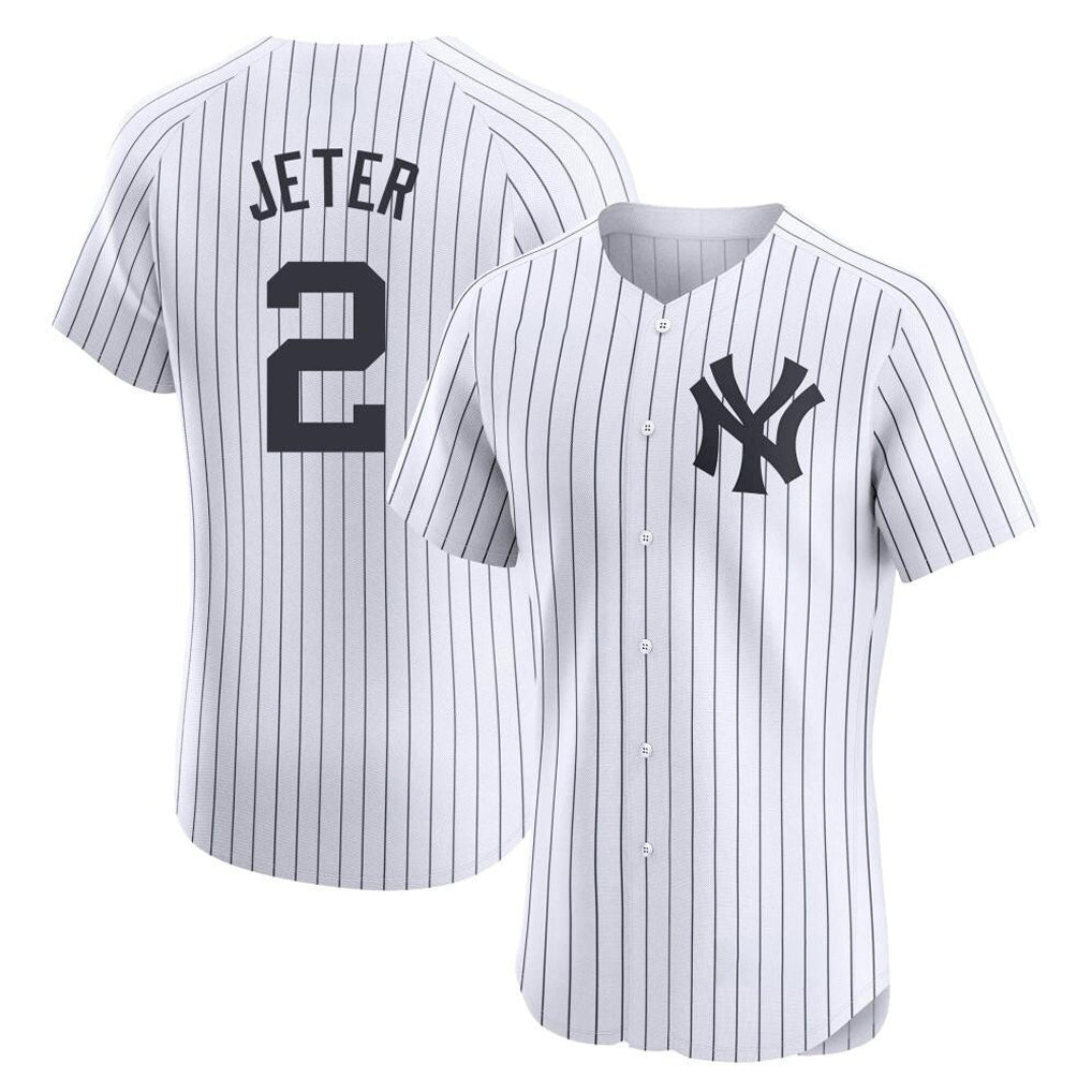 Ldoa NY.Yankees #2 Derek Jeter Player White Limited Elite Home Stitched Jerseys