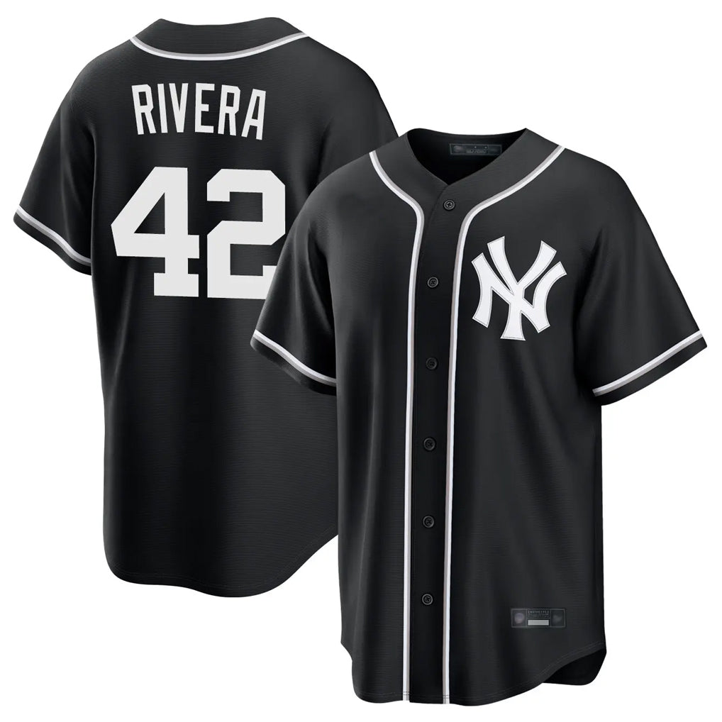 Ldoa NY.Yankees #42 Mariano Rivera Player Black Out Game Home Stitched Jerseys
