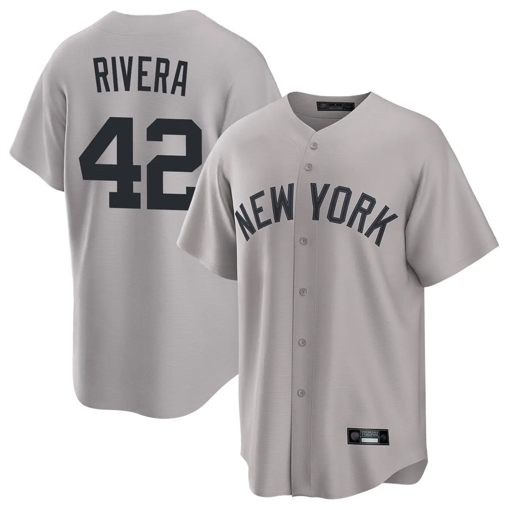 Ldoa NY.Yankees #42 Mariano Rivera Player Gray Game Home Stitched Jerseys