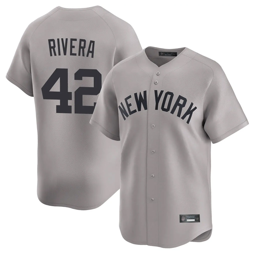 Ldoa NY.Yankees #42 Mariano Rivera Player Gray Limited Home Stitched Jerseys