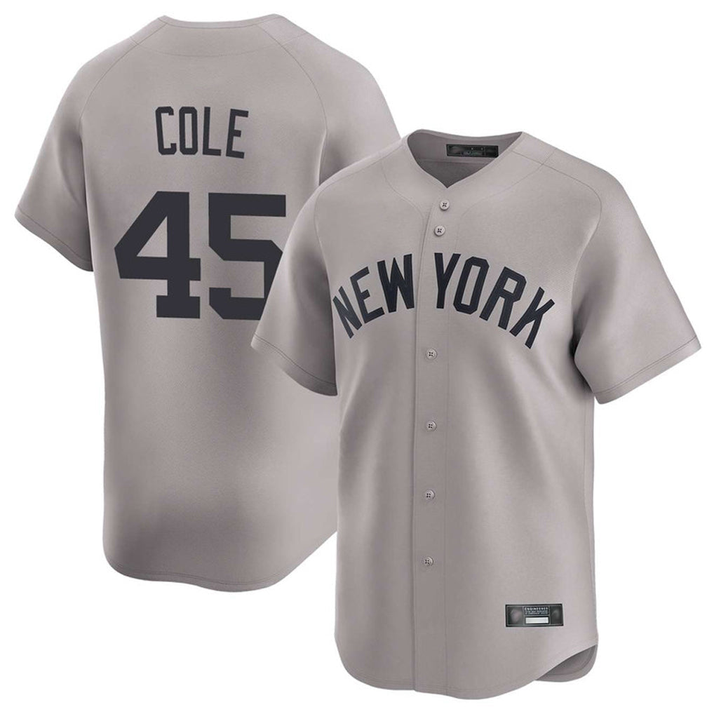 Ldoa NY.Yankees #45 Gerrit Cole Player Gray Limited Home Stitched Jerseys