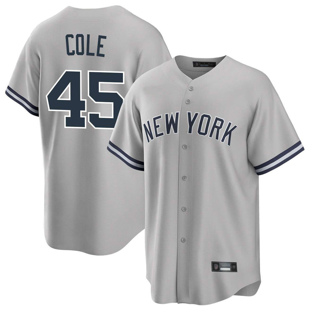 Ldoa NY.Yankees #45 Gerrit Cole Player Gray Road Game Stitched Jerseys