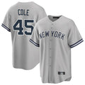 Ldoa NY.Yankees #45 Gerrit Cole Player Gray Road Game Stitched Jerseys