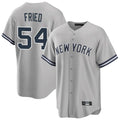 Ldoa NY.Yankees #54 Max Fried Player Gray Road Game Stitched Jerseys