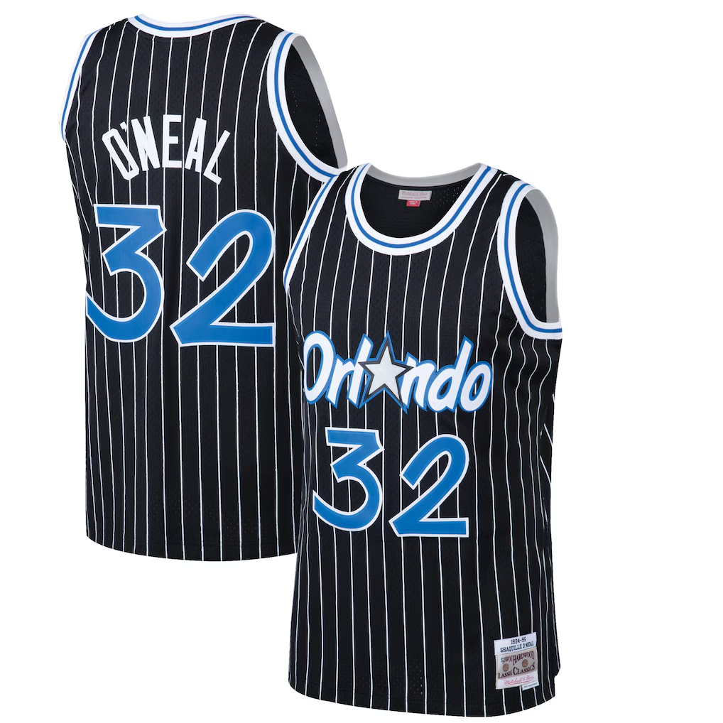 Ldoa O.Magic #32 Shaquille O'Neal Mitchell & Ness Black Hardwood Classics Swingman Jerseys