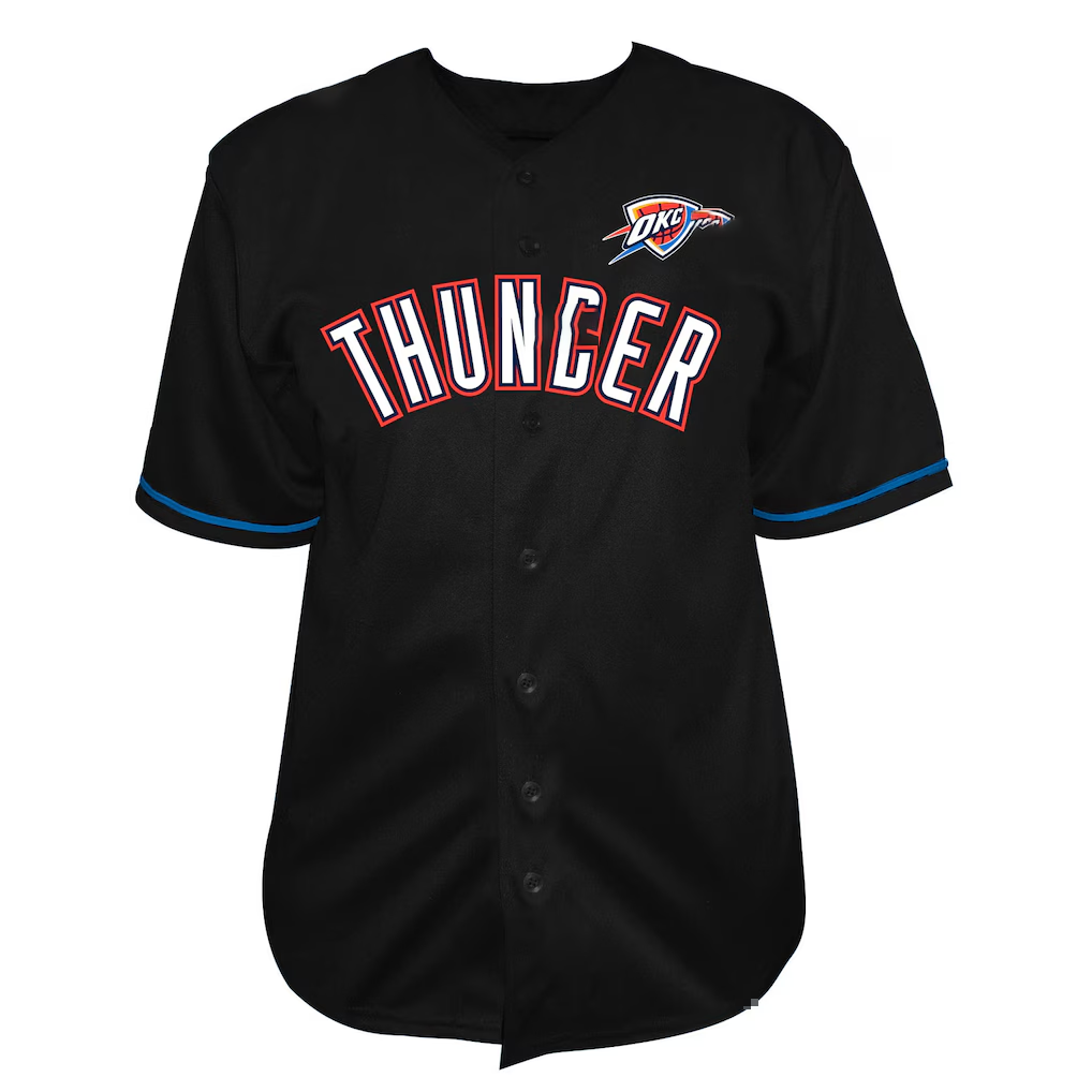 Ldoa OC.Thunder Black Big & Tall Pop Full-Button Stitched Jerseys