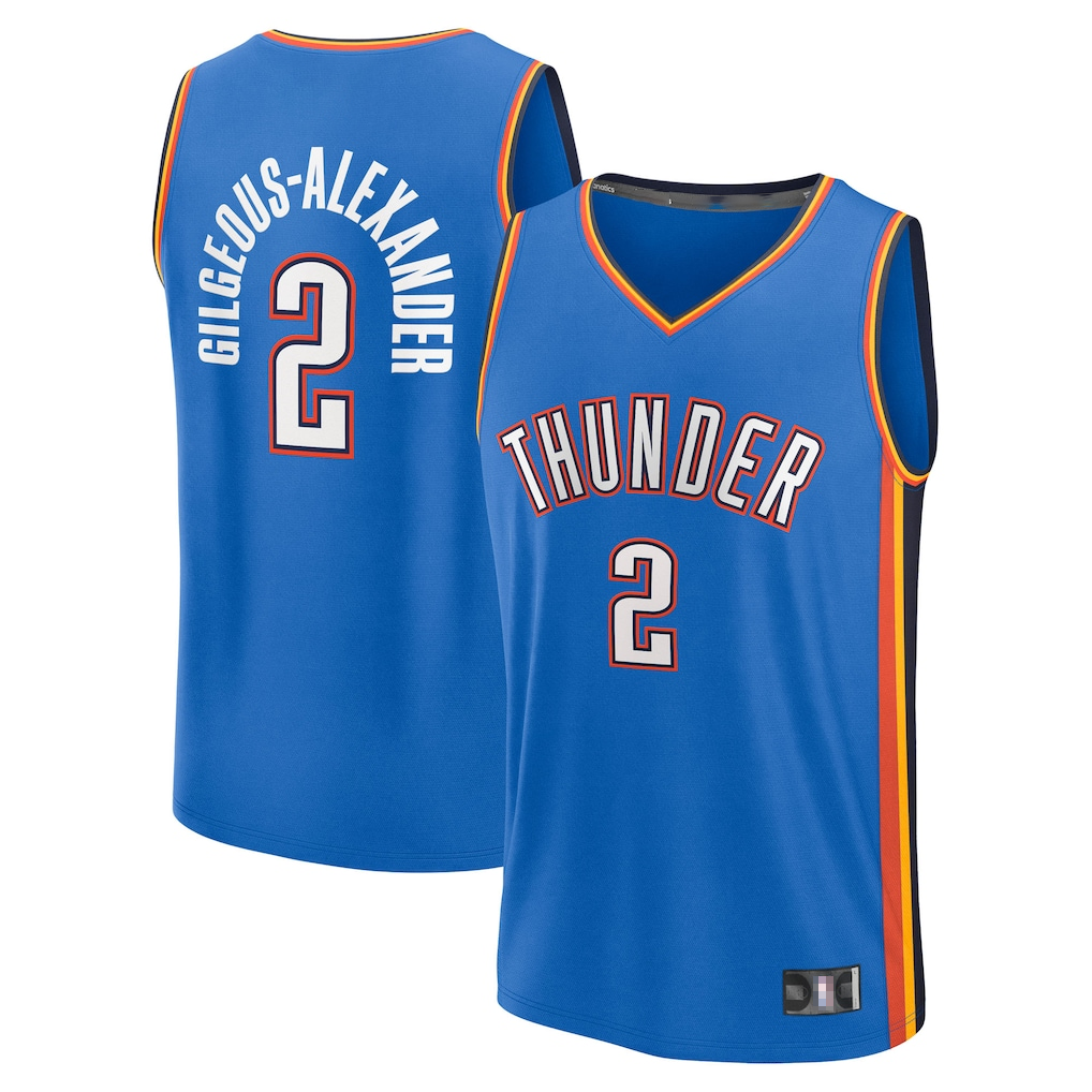 Ldoa OC.Thunder #2 Shai Gilgeous-Alexander Blue Big & Tall Fast Break Stitched Jerseys- Icon Edition