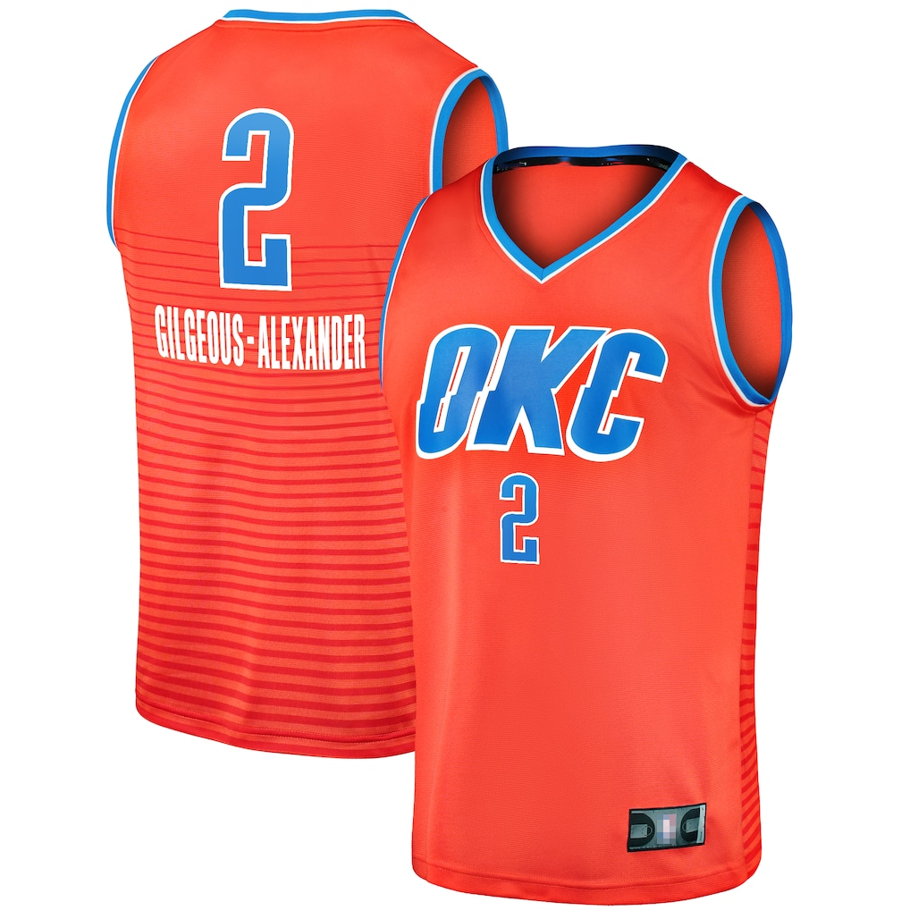 Ldoa OC.Thunder #2 Shai Gilgeous-Alexander Orange Fast Break Player Stitched Jerseys - Statement Edition