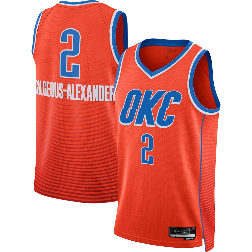 Ldoa OC.Thunder #2 Shai Gilgeous-Alexander Orange Swingman Stitched Jerseys - Statement Edition