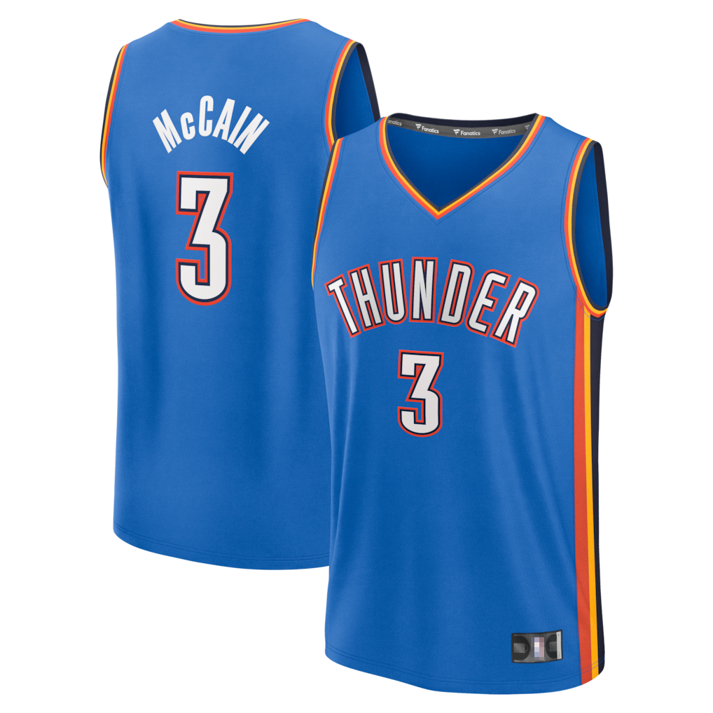 Ldoa OC.Thunder #3 Jared McCain Blue Fast Break Replica Stitched Jerseys - Icon Edition