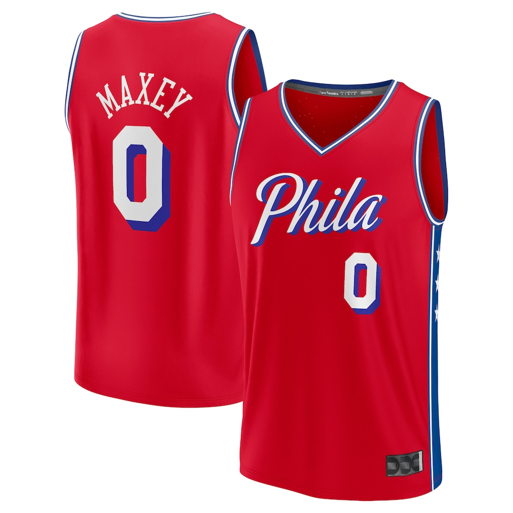 Ldoa P.76ers #0 Tyrese Maxey  Red Fast Break Replica Player Jerseys - Statement Edition