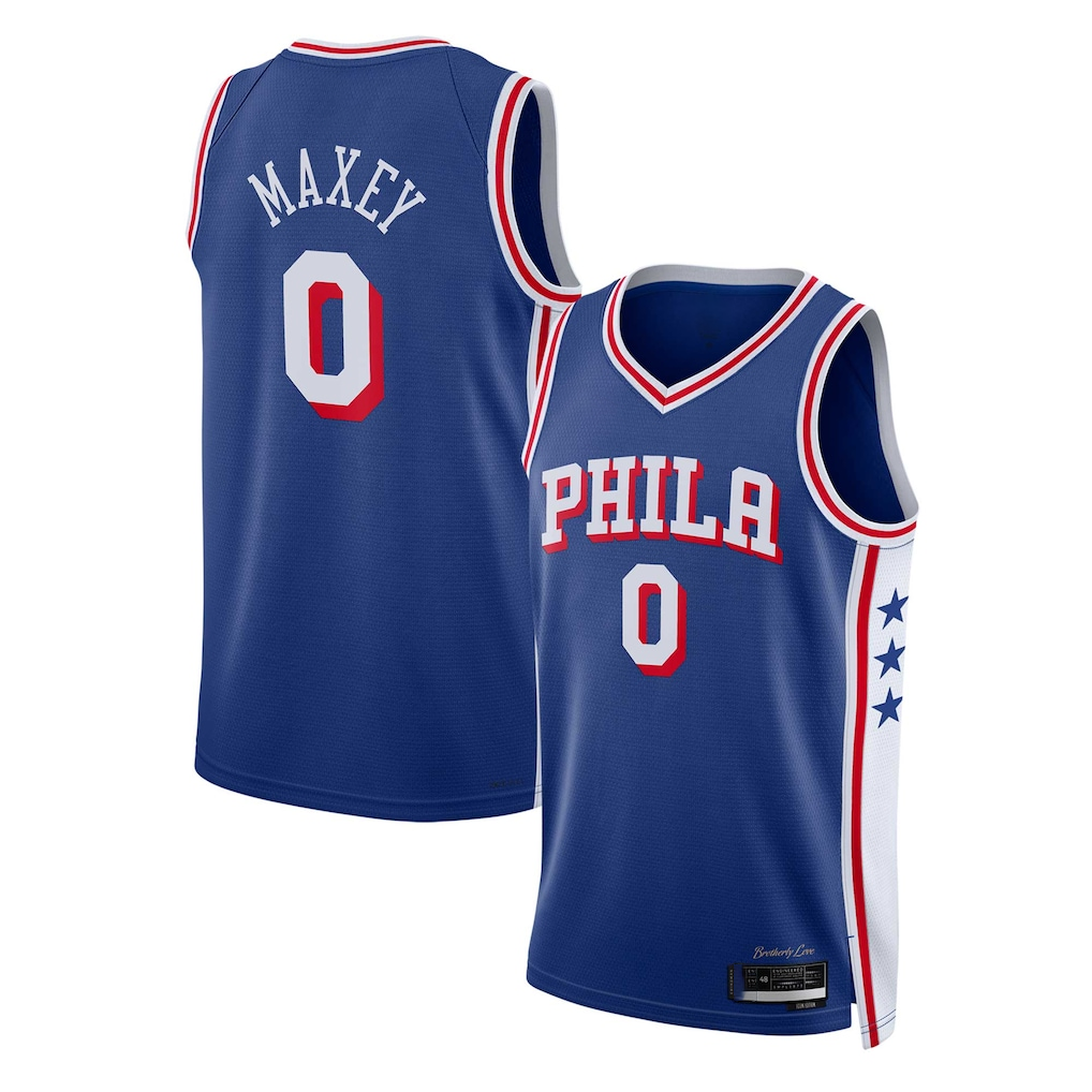 Ldoa P.76ers #0 Tyrese Maxey Royal Swingman Jerseys - Icon Edition