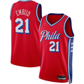 Ldoa P.76ers #21 Joel Embiid Jordan Brand Red Swingman Jerseys - Statement Edition