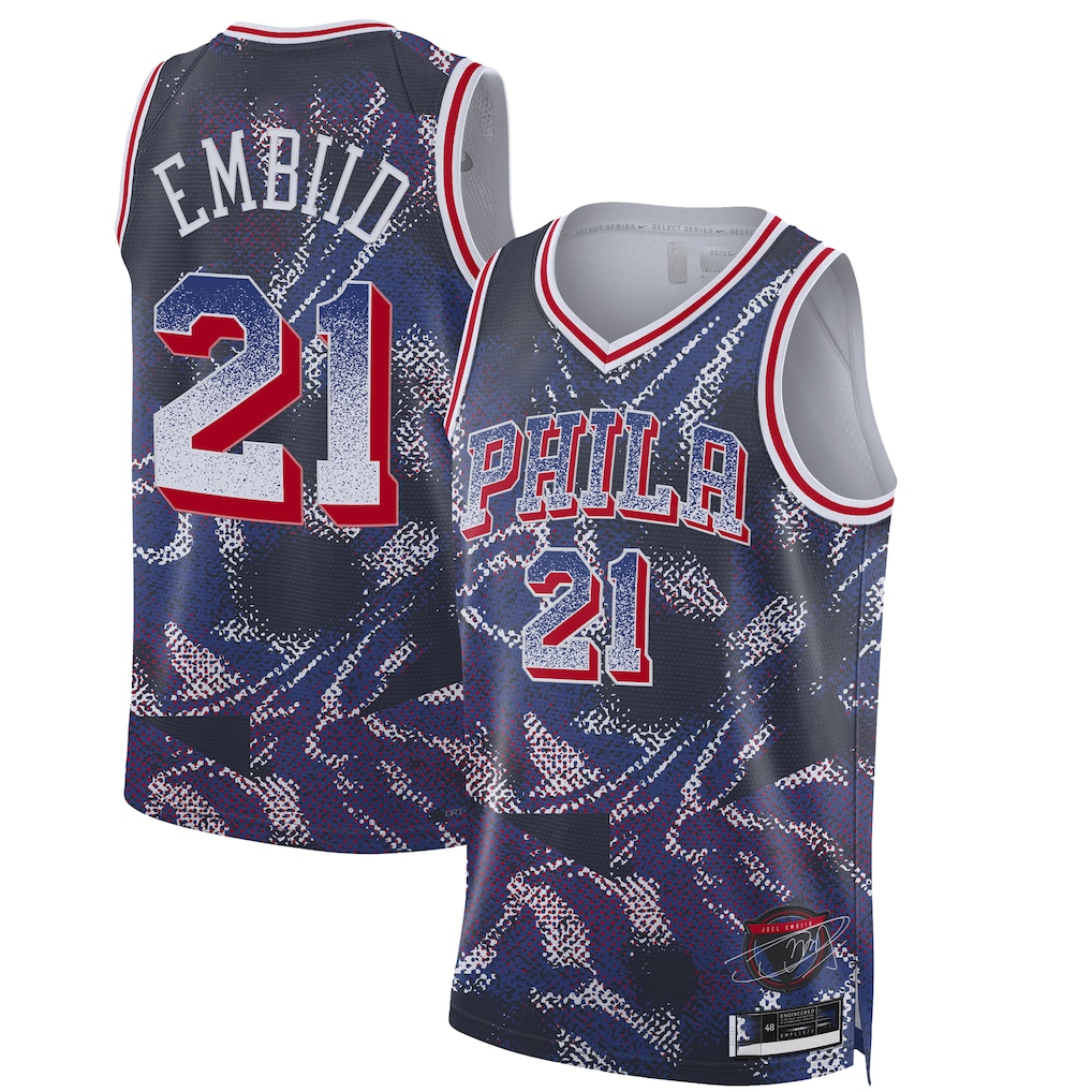 Ldoa P.76ers #21 Joel Embiid Navy 2025 Select Series Swingman Player Jerseys