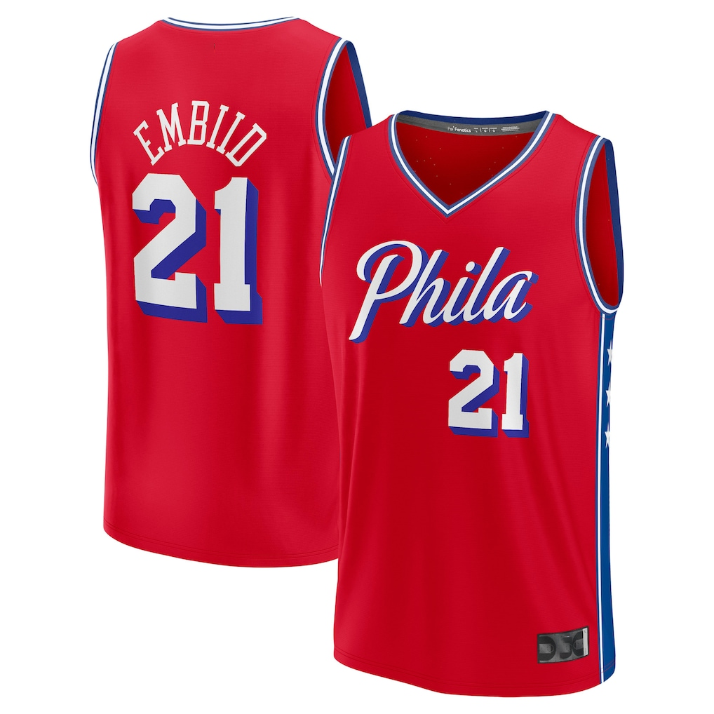 Ldoa P.76ers #21 Joel Embiid Red Fast Break Replica Player Jerseys - Statement Edition