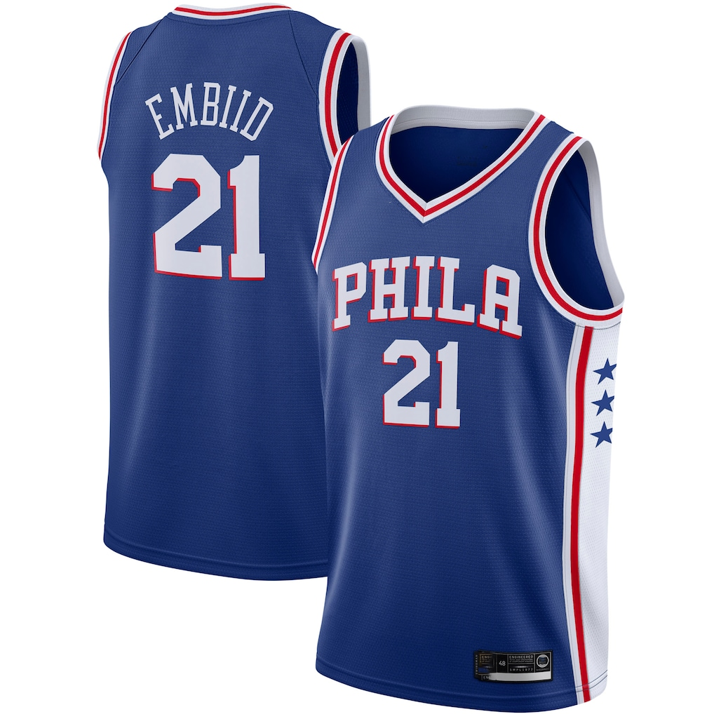 Ldoa P.76ers #21 Joel Embiid Royal 2019-2020 Swingman Jerseys - Icon Edition