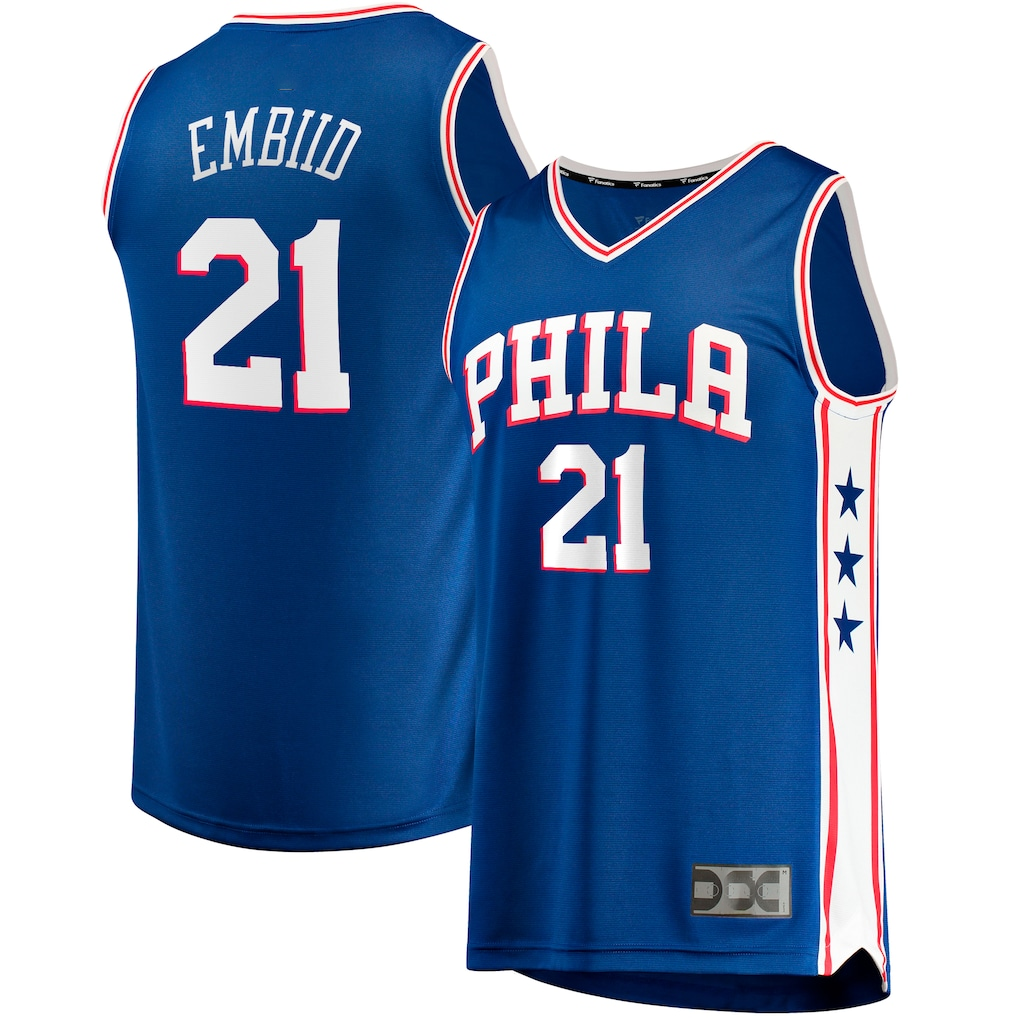 Ldoa P.76ers #21 Joel Embiid  Royal Big & Tall Fast Break Player Jerseys - Icon Edition