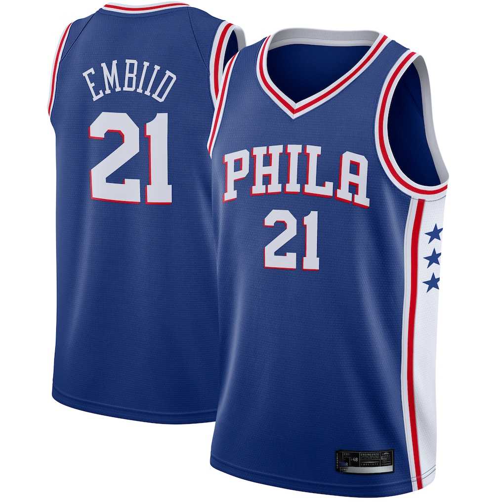 Ldoa P.76ers #21 Joel Embiid Royal Swingman Jerseys - Icon Edition