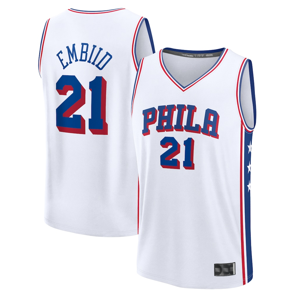 Ldoa P.76ers #21 Joel Embiid White Fast Break Replica Player Jerseys - Association Edition