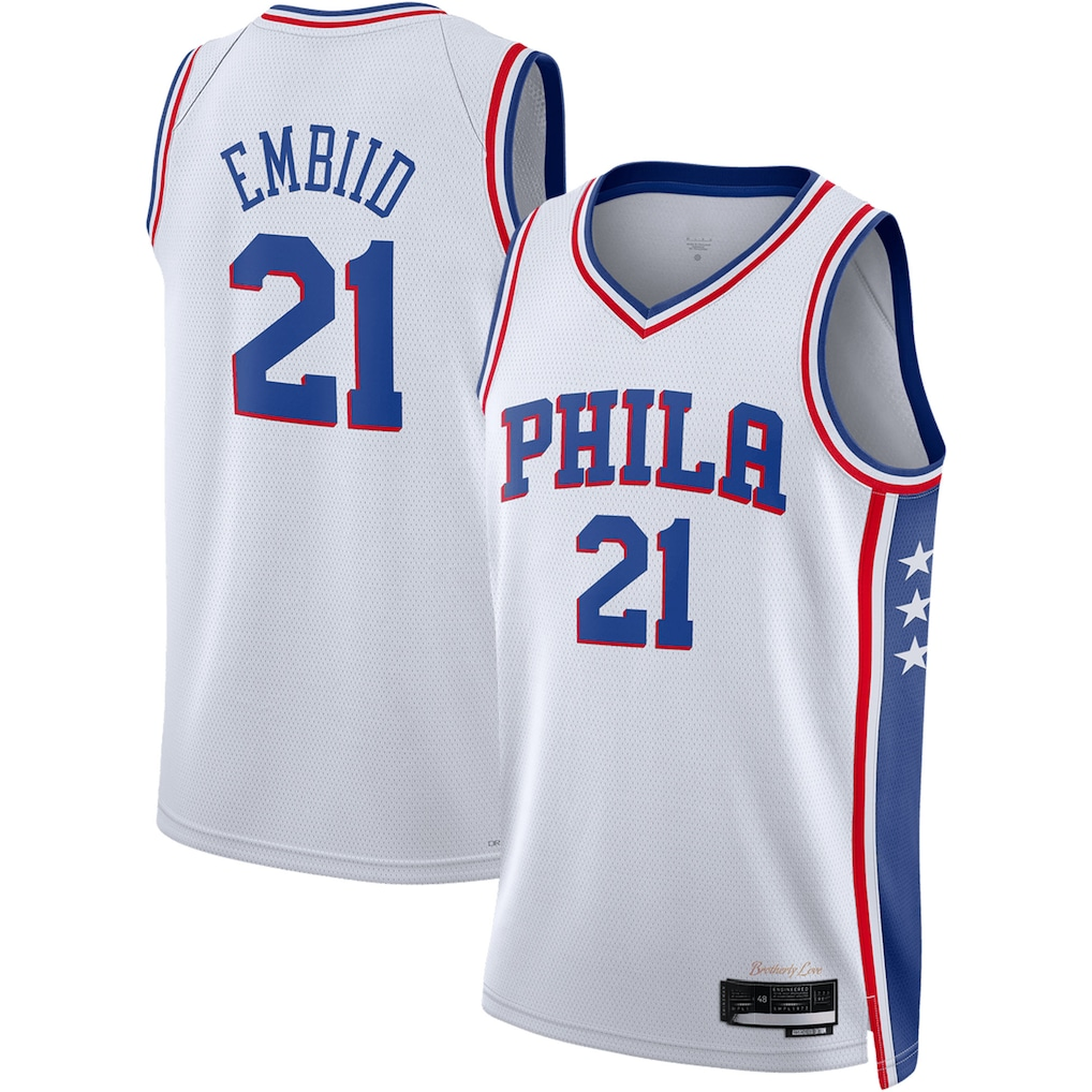 Ldoa P.76ers #21 Joel Embiid White Swingman Jerseys - Association Edition