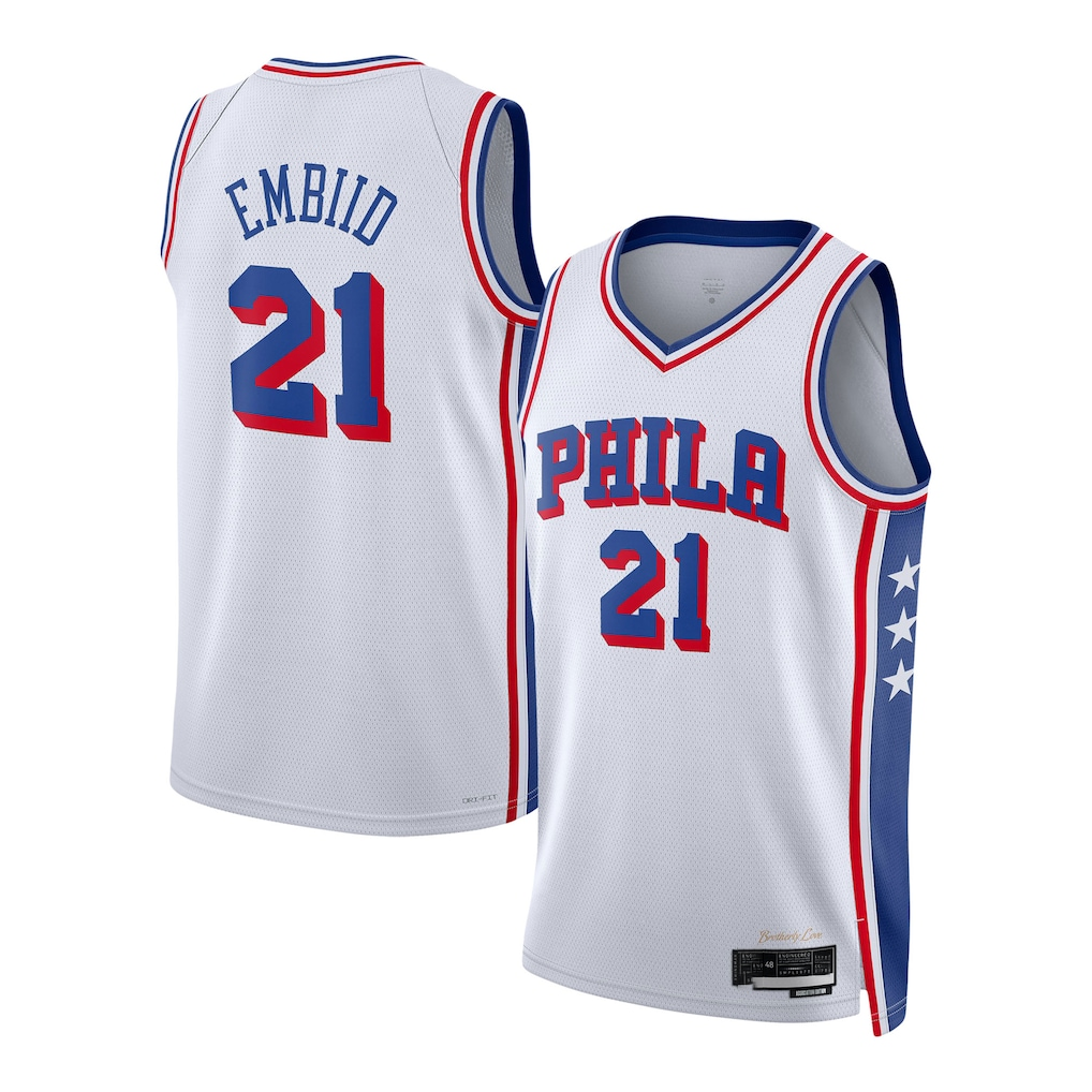 Ldoa P.76ers #21 Joel Embiid White Swingman Jerseys - Association Edition