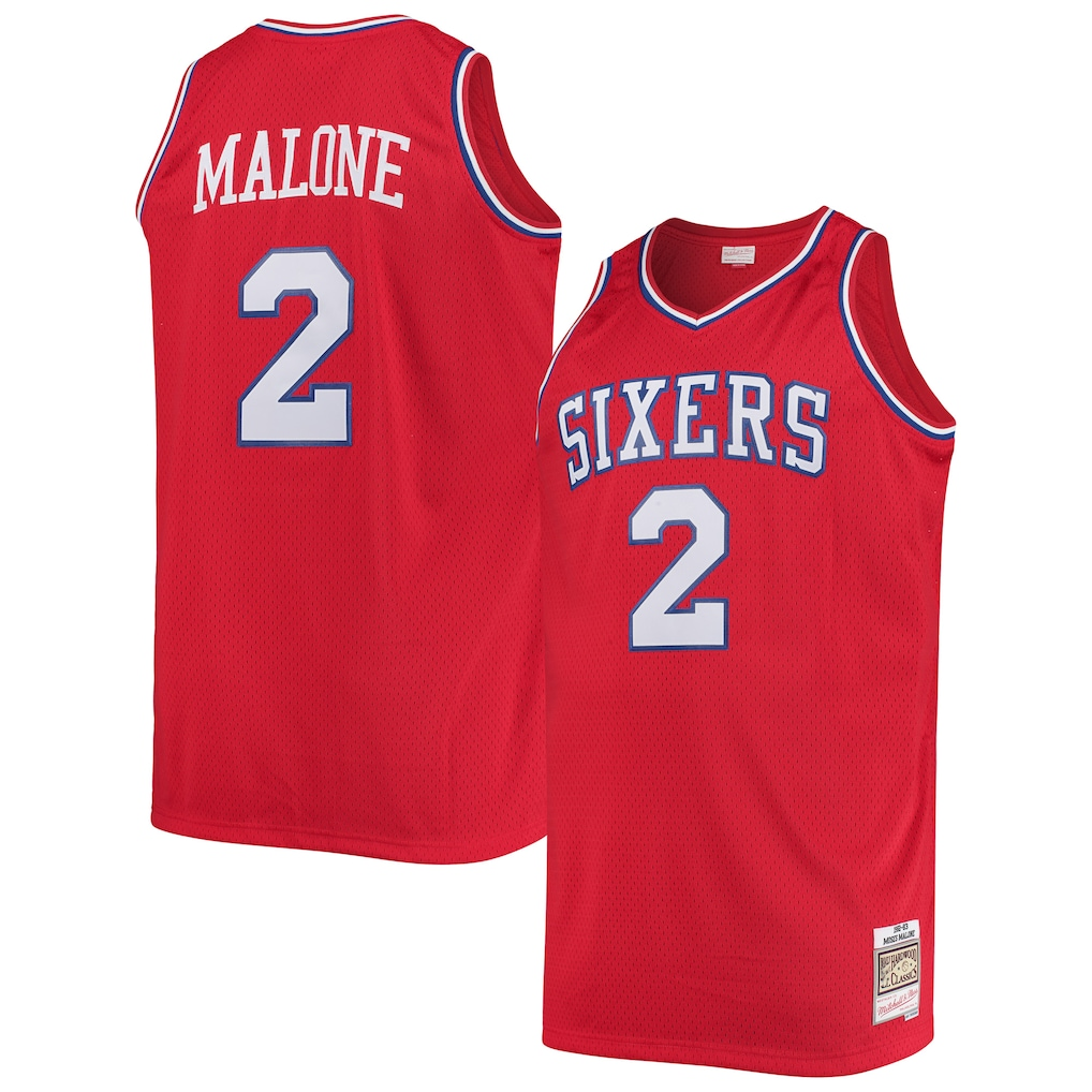 Ldoa P.76ers #2 Moses Malone Mitchell & Ness Red 1982-83 Big & Tall Hardwood Classics Swingman Jerseys