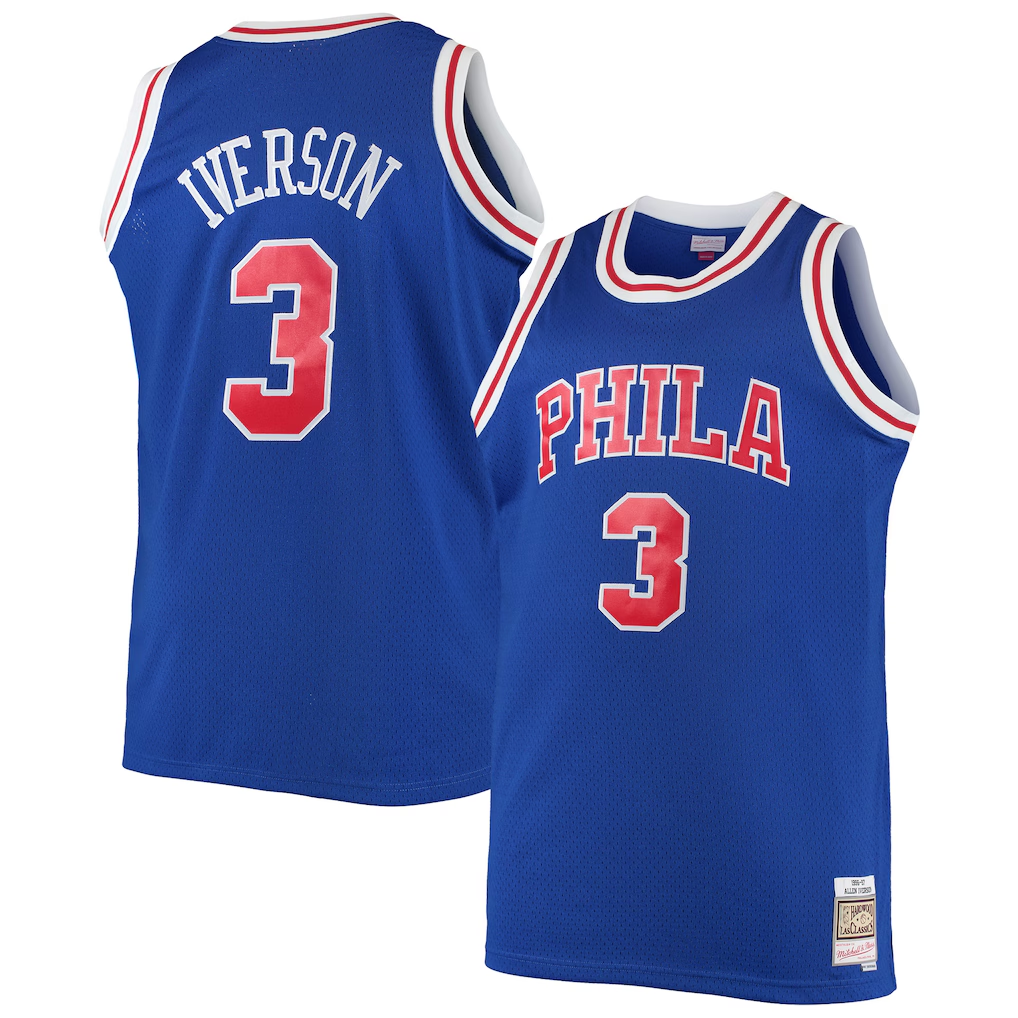 Ldoa P.76ers #3 Allen Iverson Mitchell & Ness Royal 199697 Big & Tall Hardwood Classics Swingman Jerseys