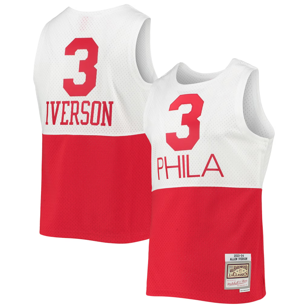 Ldoa P.76ers #3 Allen Iverson Mitchell & Ness White 2003-2004 Hardwood Classics Swingman Jerseys