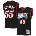 Ldoa P.76ers #55 Dikembe Mutombo Mitchell & Ness Black Hardwood Classics Swingman Jerseys