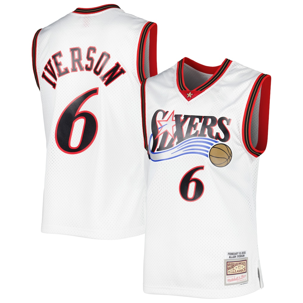 Ldoa P.76ers #6 Allen Iverson Mitchell & Ness White 2002-03 Hardwood Classics Swingman Jerseys