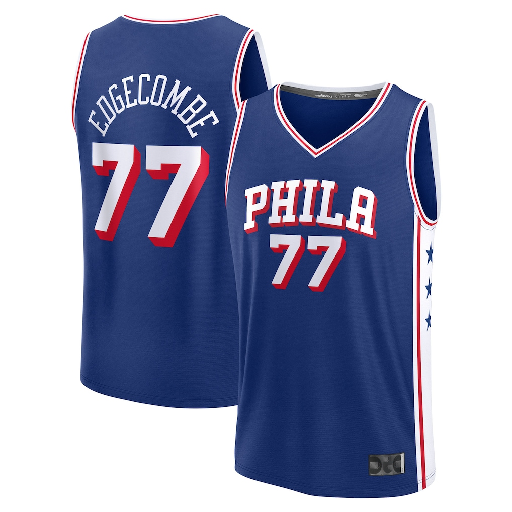 Ldoa P.76ers #77 V. J. Edgecombe Royal 2025 Draft First Round Pick Fast Break Replica Jerseys - Icon Edition