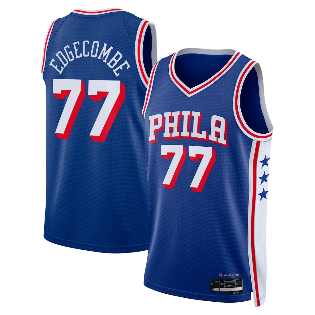 Ldoa P.76ers #77 V. J. Edgecombe Royal 2025 Draft First Round Pick Swingman Jerseys - Icon Edition
