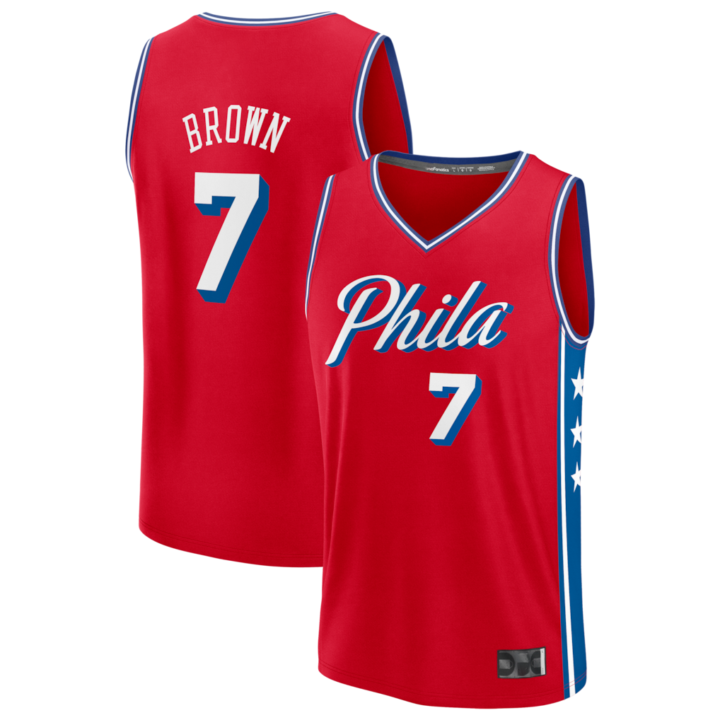 Ldoa P.76ers #7 Jaylen Brown Red Fast Break Jerseys - Statement Edition
